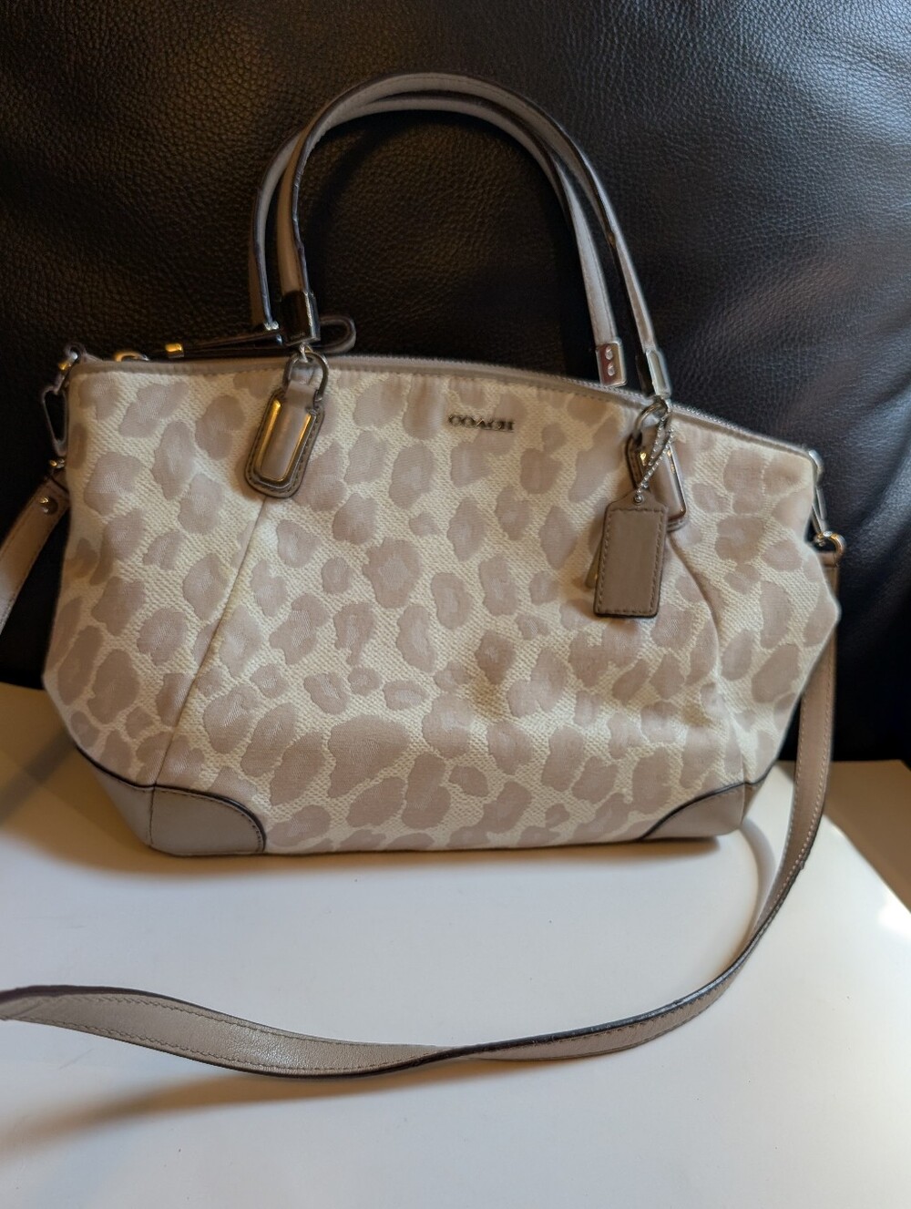 Coach Madison Small Kelsey Satchel in Ocelot Jacquard on VGUC